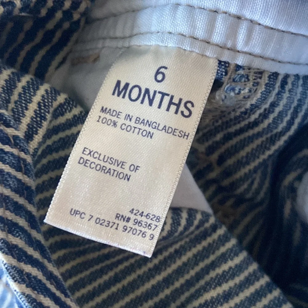 OSHKOSH BGOSH Overalls Engineer Jeans Pinstripe Stripes Blue White Canvas